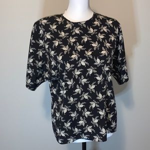 Vintage San Andre Black & Cream Top Sz Medium/Large